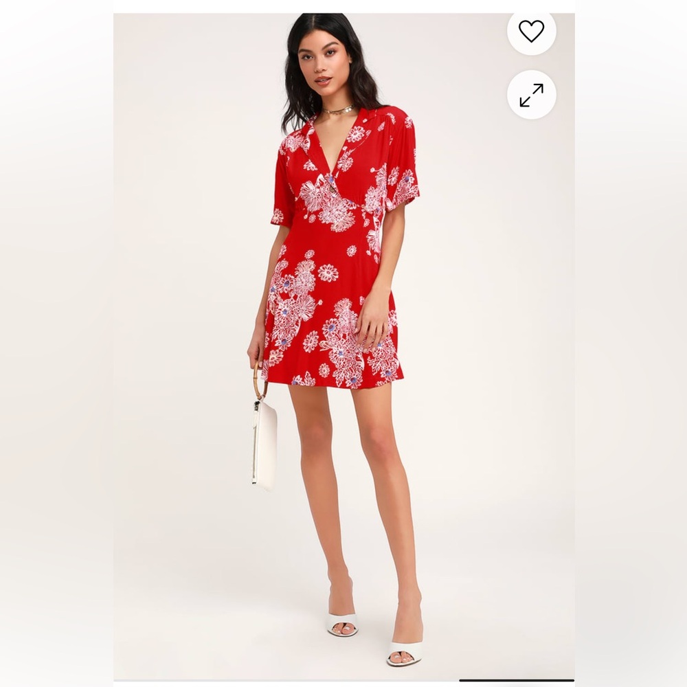 Free People Blue Hawaii Red Floral Dress